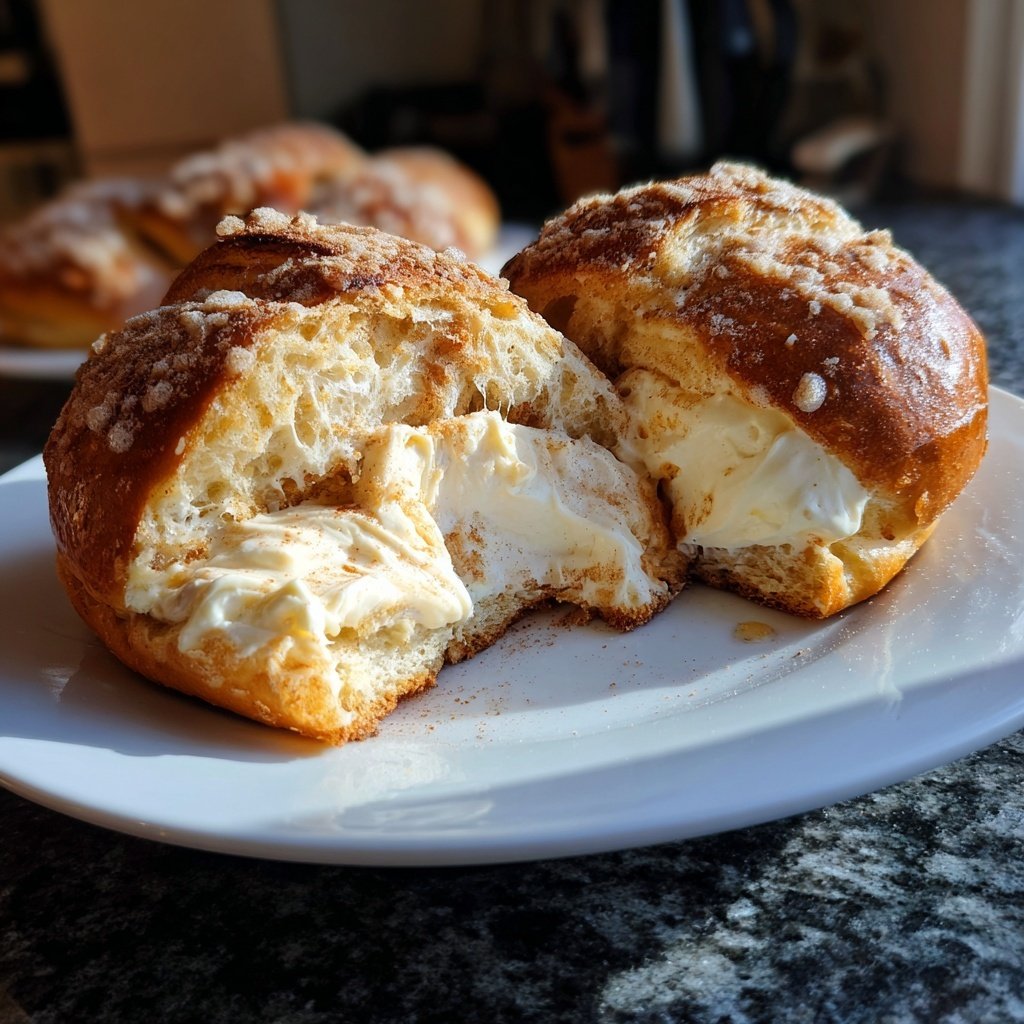 Gefüllte Hefeteigrollen mit Vanillecreme