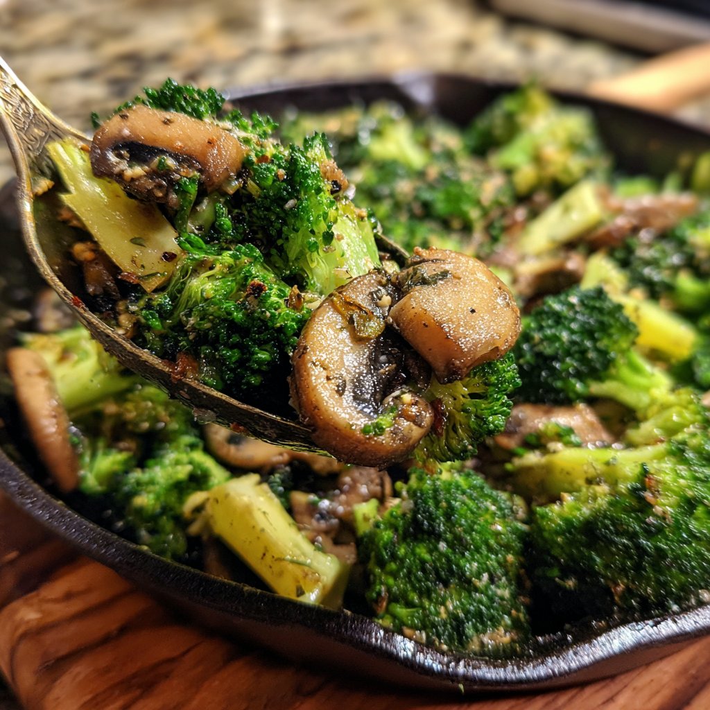 Brokkoli Pfanne Mit Pilzen